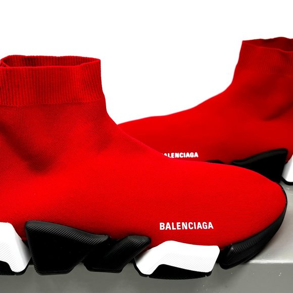 Balenciaga Speed 2.0 LT Bicolor Special Red/Blk/White Mens Sneakers Shoes - Picture 2 of 3